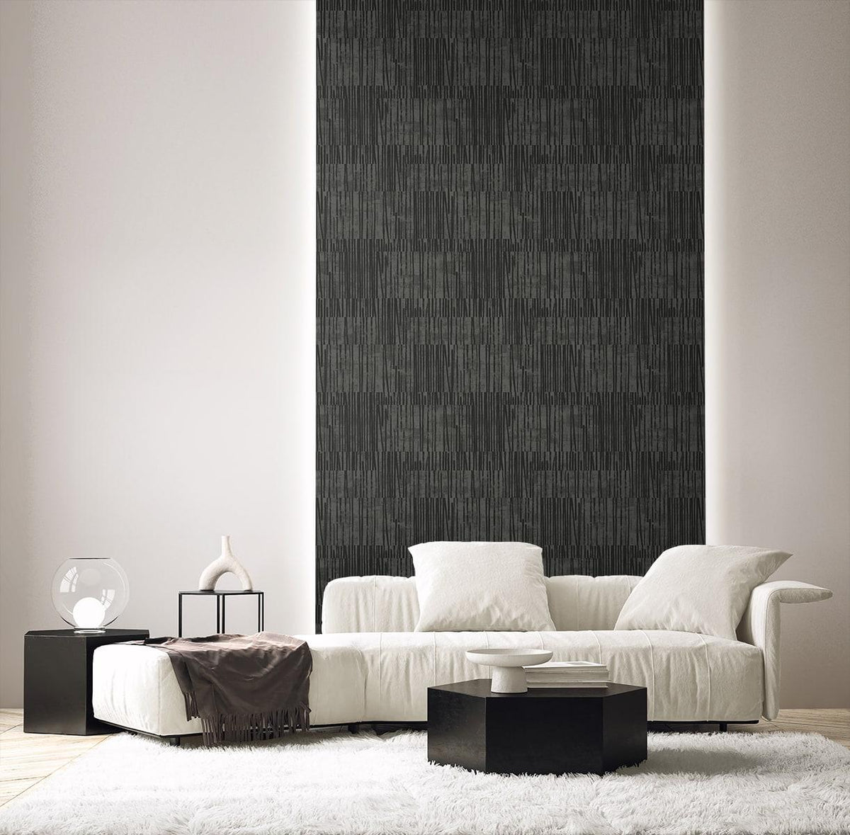 Seabrook Serapha Lines Onyx Wallpaper