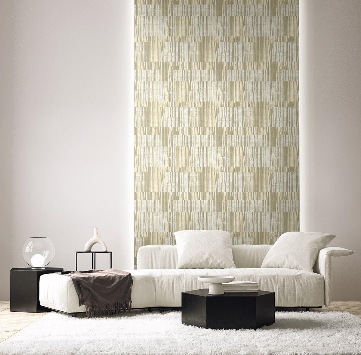 Seabrook Serapha Lines Honey Wallpaper