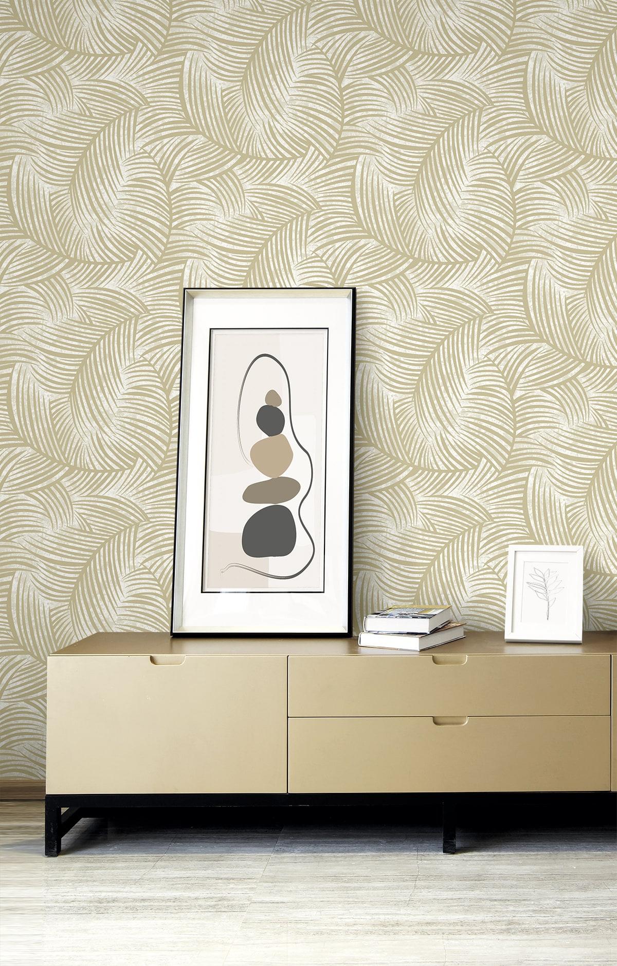 Seabrook Zephyra Palms Golden Glitz with Glass Beads Wallpaper