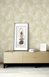 Seabrook Zephyra Palms Golden Glitz with Glass Beads Wallpaper