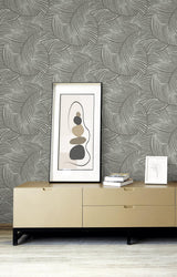 Seabrook Zephyra Palms Cement Wallpaper