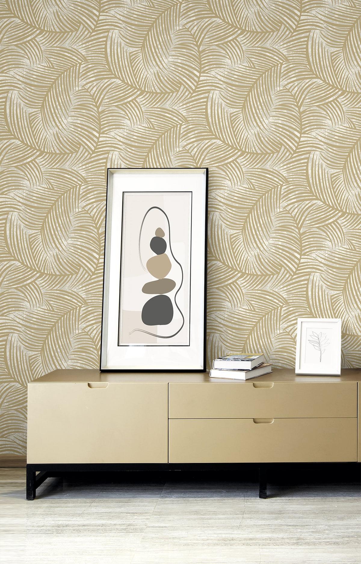 Seabrook Zephyra Palms Toasted Almond Wallpaper