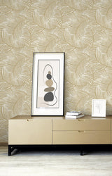 Seabrook Zephyra Palms Toasted Almond Wallpaper