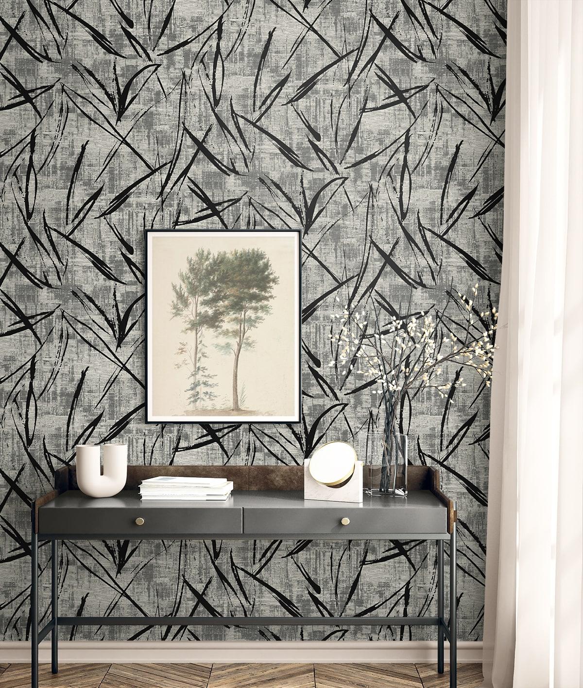 Seabrook Luneth Black Wallpaper