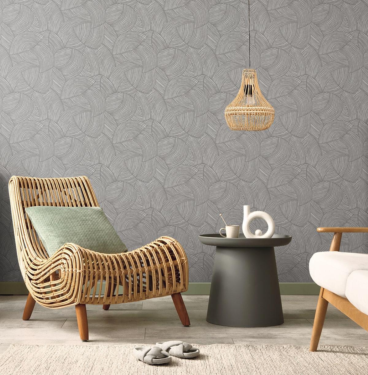 Seabrook Stellara Silver with Glass Beads Wallpaper