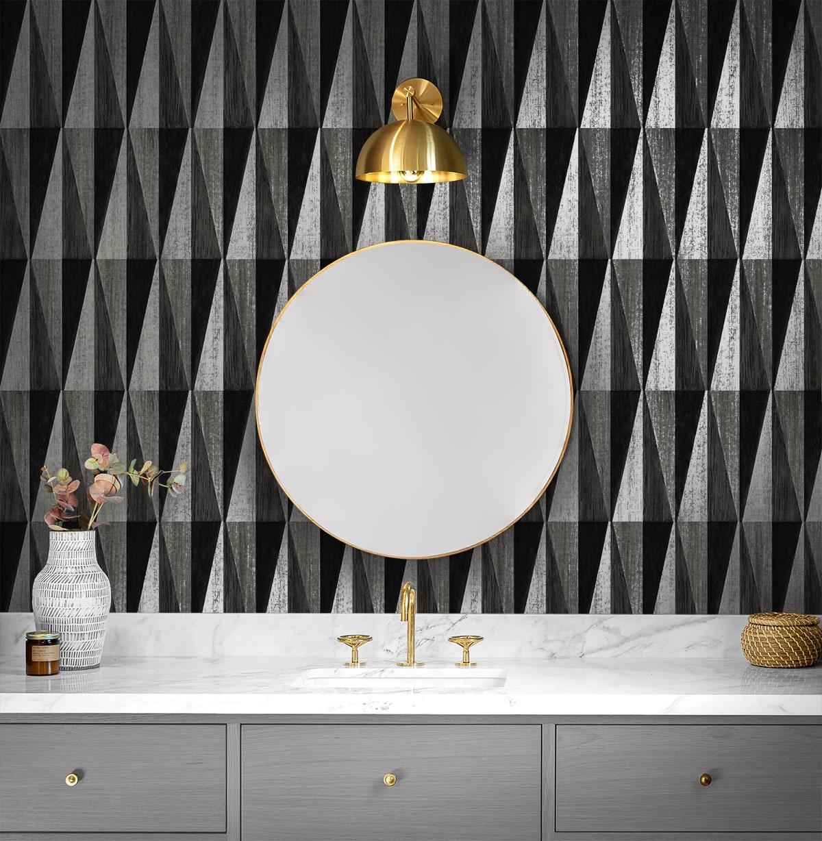 Seabrook Pieced Diamonds Charcoal Wallpaper