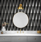 Seabrook Pieced Diamonds Charcoal Wallpaper