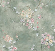 Seabrook Floral Blossom Green Smoke Wallpaper