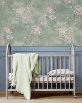 Seabrook Floral Blossom Green Smoke Wallpaper