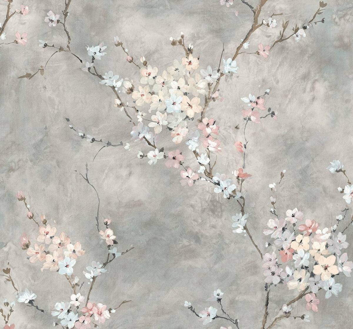 Seabrook Floral Blossom Grey Wallpaper