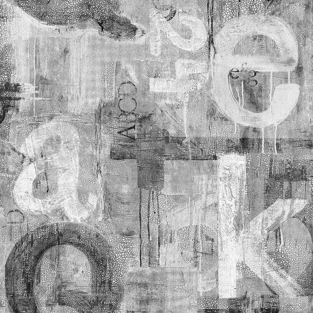 Seabrook Graphic Letters Ash Wallpaper