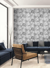 Seabrook Graphic Letters Pewter Wallpaper