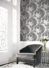 Seabrook Peacock Ivory & Ebony Wallpaper