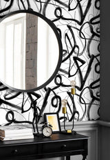 Seabrook Graphic Linework Ebony Wallpaper