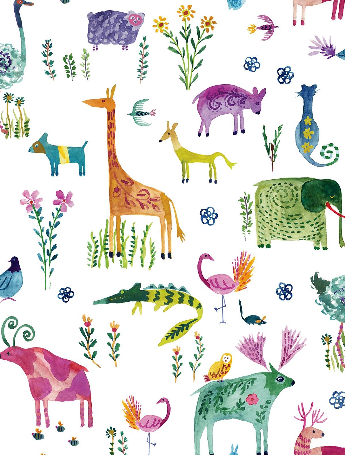 Seabrook Animals Off-White Wallpaper