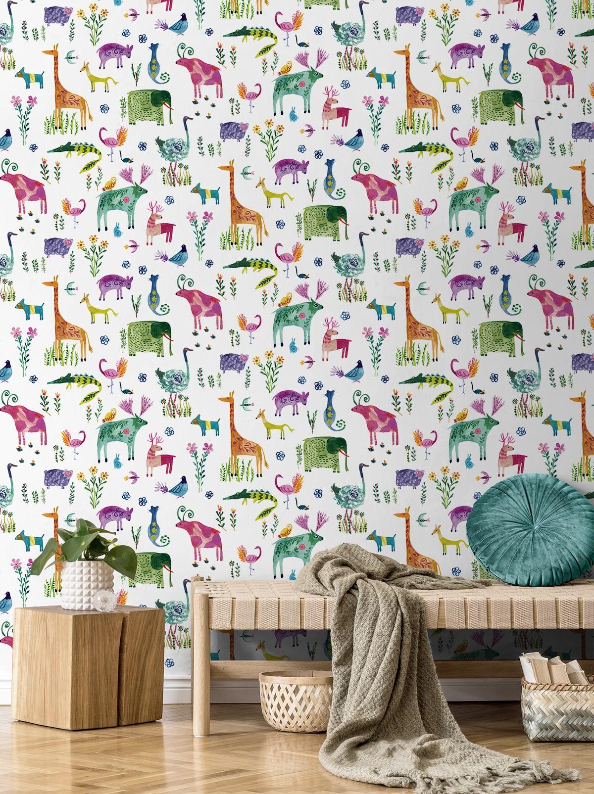 Seabrook Animals Off-White Wallpaper