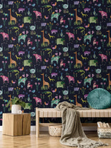 Seabrook Animals Dark Blue Wallpaper