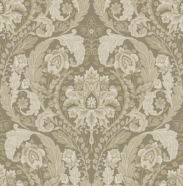 Seabrook Thornton Vintage Damask Latte Wallpaper