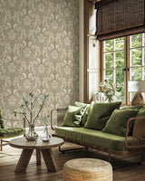 Seabrook Thornton Vintage Damask Latte Wallpaper