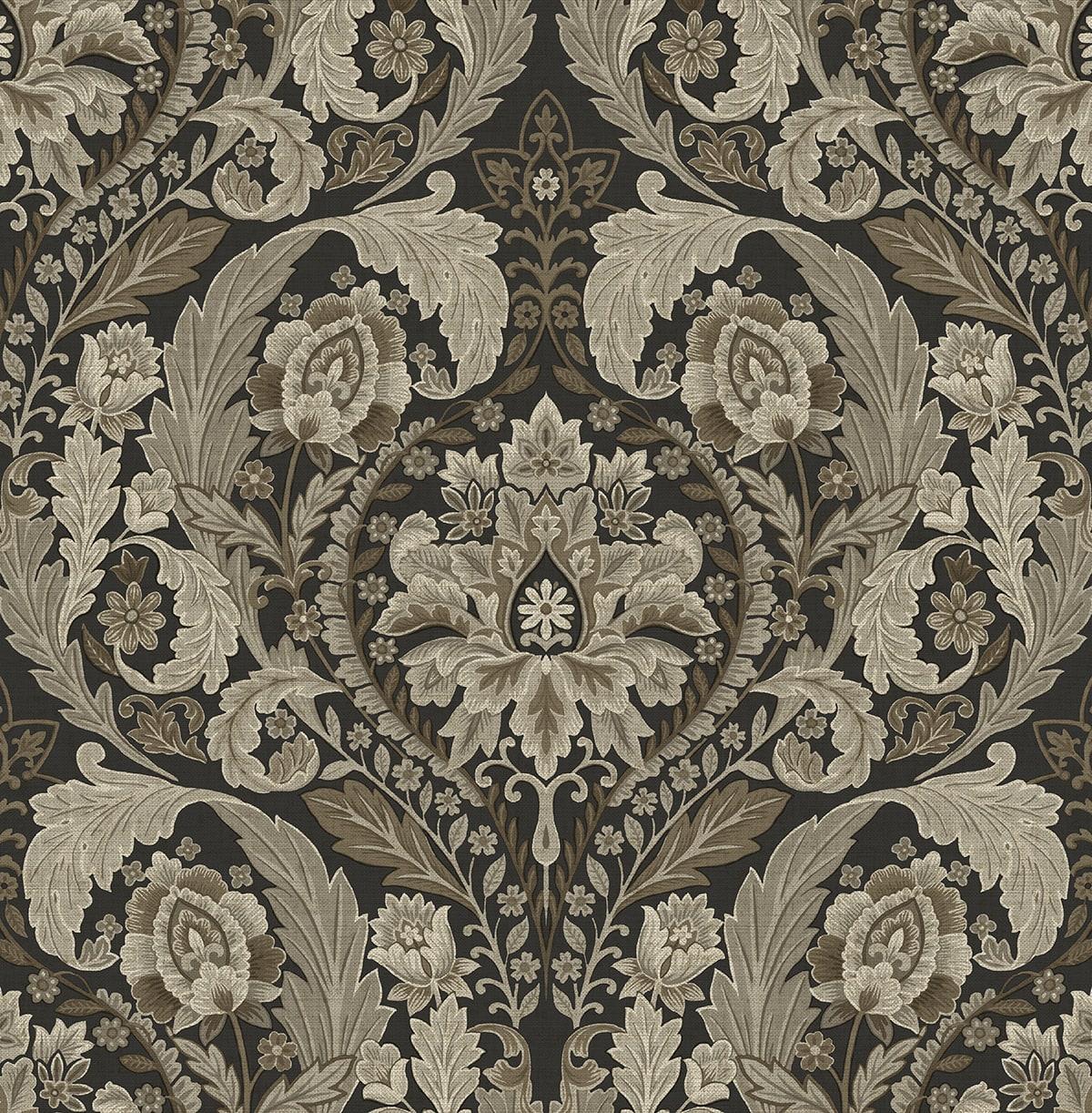Seabrook Thornton Vintage Damask Cliffside Wallpaper
