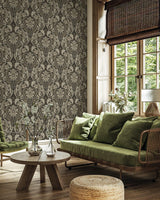 Seabrook Thornton Vintage Damask Cliffside Wallpaper