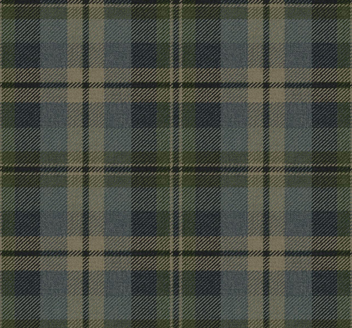 Seabrook Thornbury Tailored Plaid Deep Sea Wallpaper