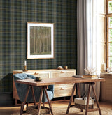 Seabrook Thornbury Tailored Plaid Deep Sea Wallpaper