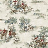 Seabrook Horse Race Bluestone & Garnet Wallpaper