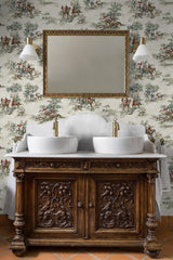 Seabrook Horse Race Bluestone & Garnet Wallpaper