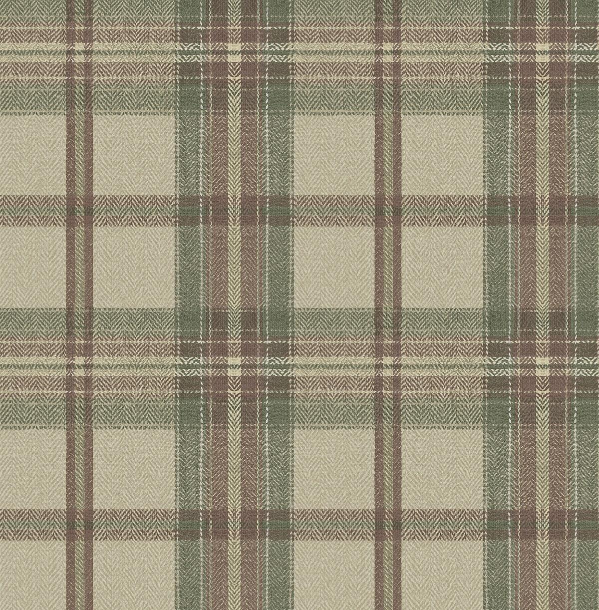 Seabrook Herringbone Plaid Clay & Sage Wallpaper