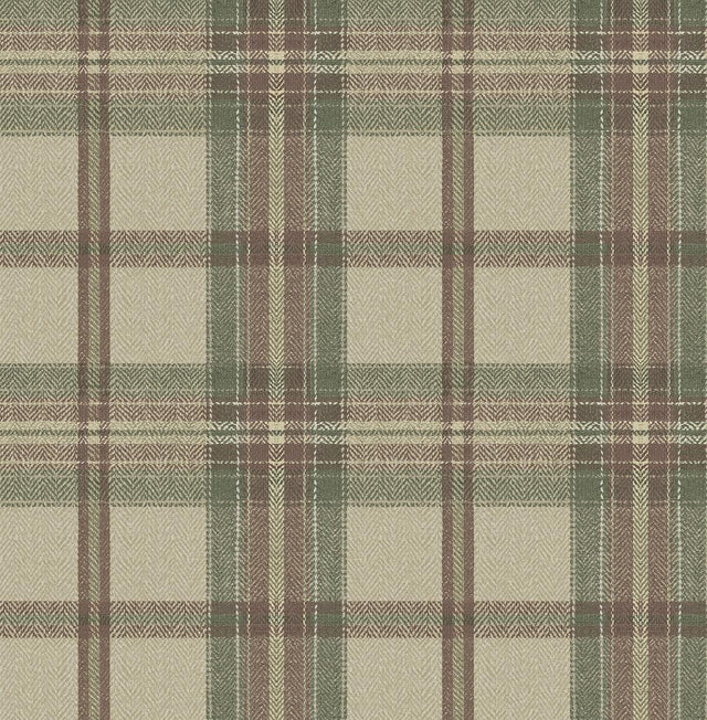 Seabrook Herringbone Plaid Clay & Sage Wallpaper