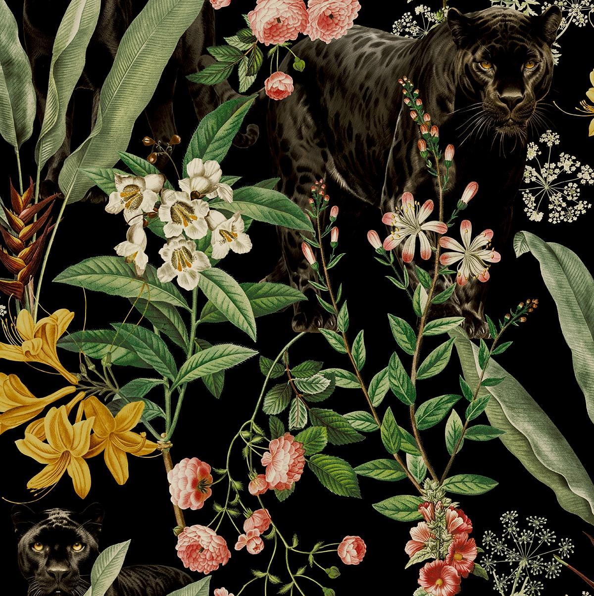 Seabrook Panther Jungle Onyx Wallpaper