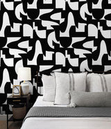 Seabrook Organic Geometric Ebony Wallpaper