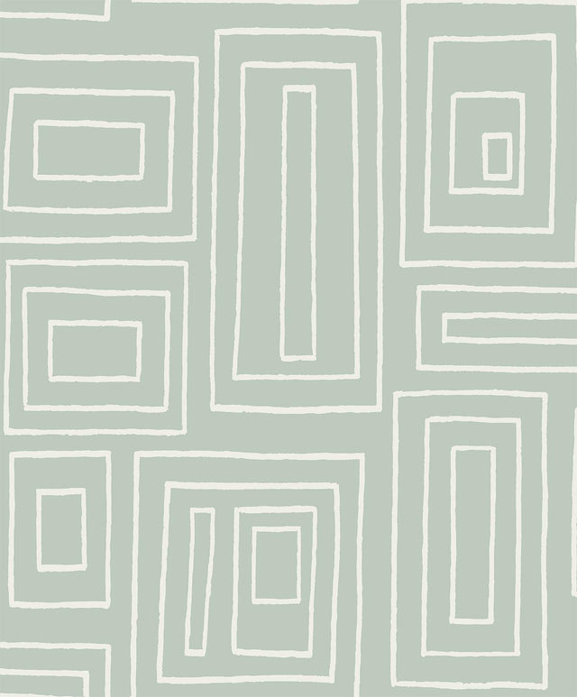 Seabrook Rectangle Geo Aloe Green Wallpaper