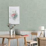 Seabrook Rectangle Geo Aloe Green Wallpaper