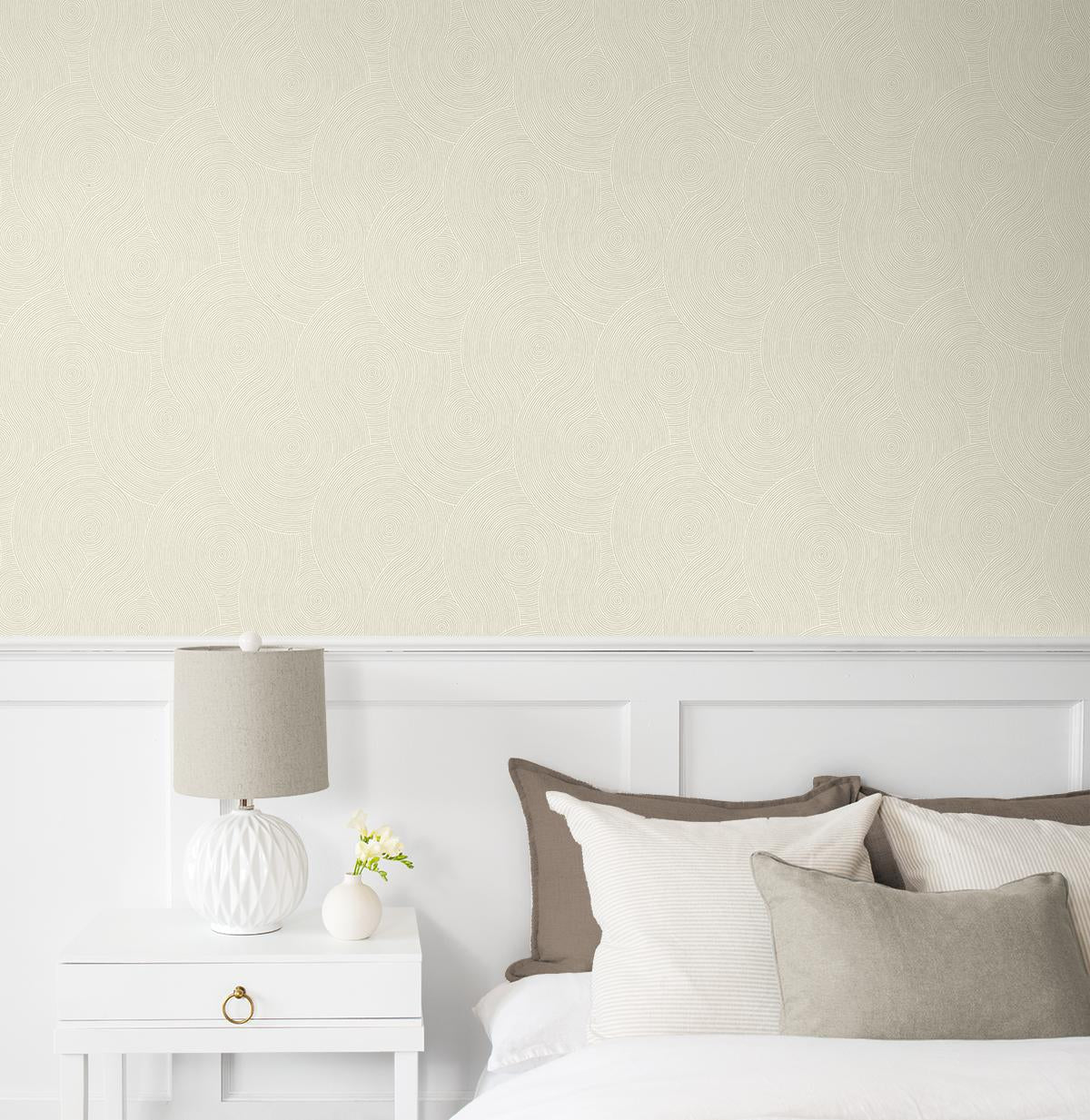 Seabrook Swirl Geo Light Beige Wallpaper