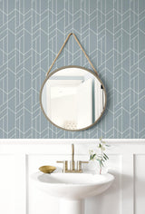 Seabrook Geometry Light Blue Wallpaper