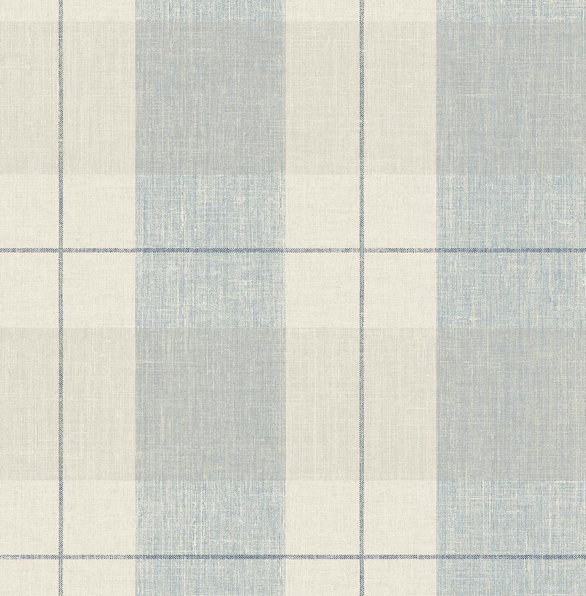 Seabrook Lenox Hill Plaid Blue & Beige Wallpaper