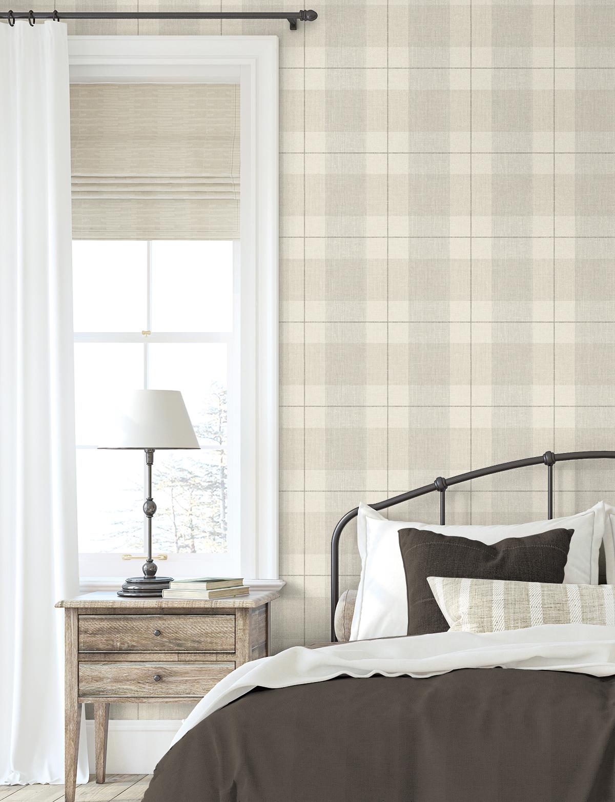 Seabrook Lenox Hill Plaid Neutral Wallpaper