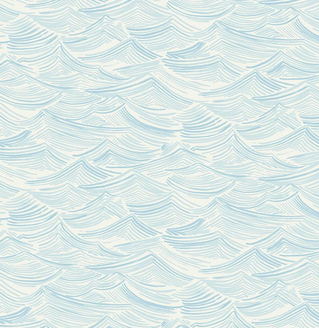 Seabrook Bayside Waves Sky Blue Wallpaper