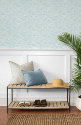 Seabrook Bayside Waves Sky Blue Wallpaper