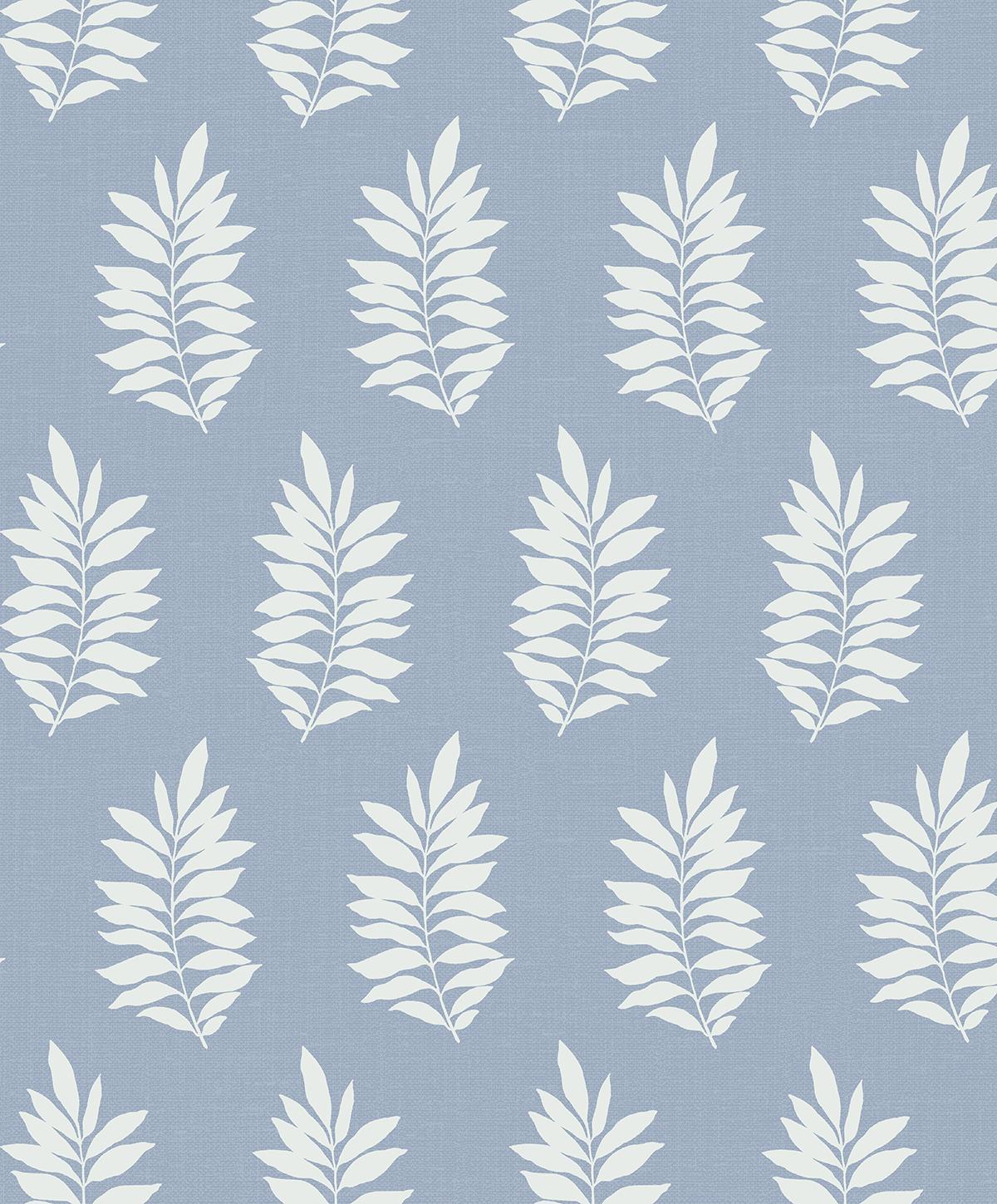 Seabrook Pinnate Leaf Silhouette Blue Mist Wallpaper