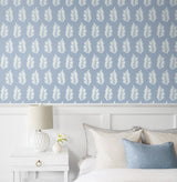 Seabrook Pinnate Leaf Silhouette Blue Mist Wallpaper