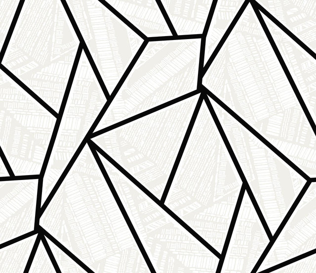 Seabrook Vector Geo Ebony & Morning Fog Wallpaper
