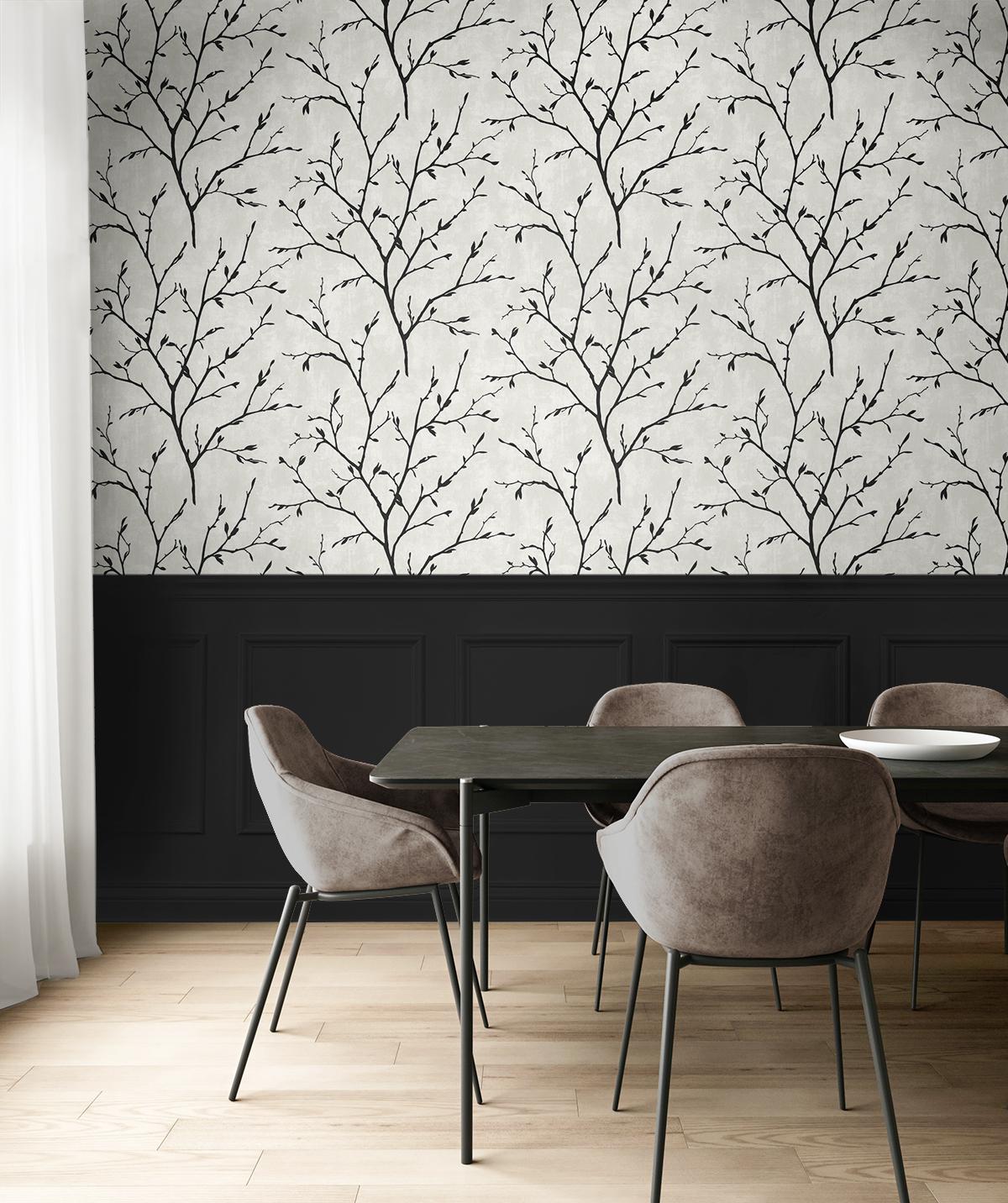 Seabrook Tree Silhouette Contrast Wallpaper
