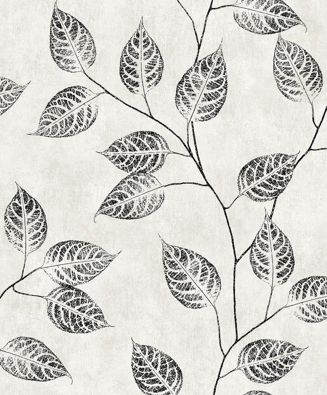 Seabrook Leaf Silhouette Contrast Wallpaper