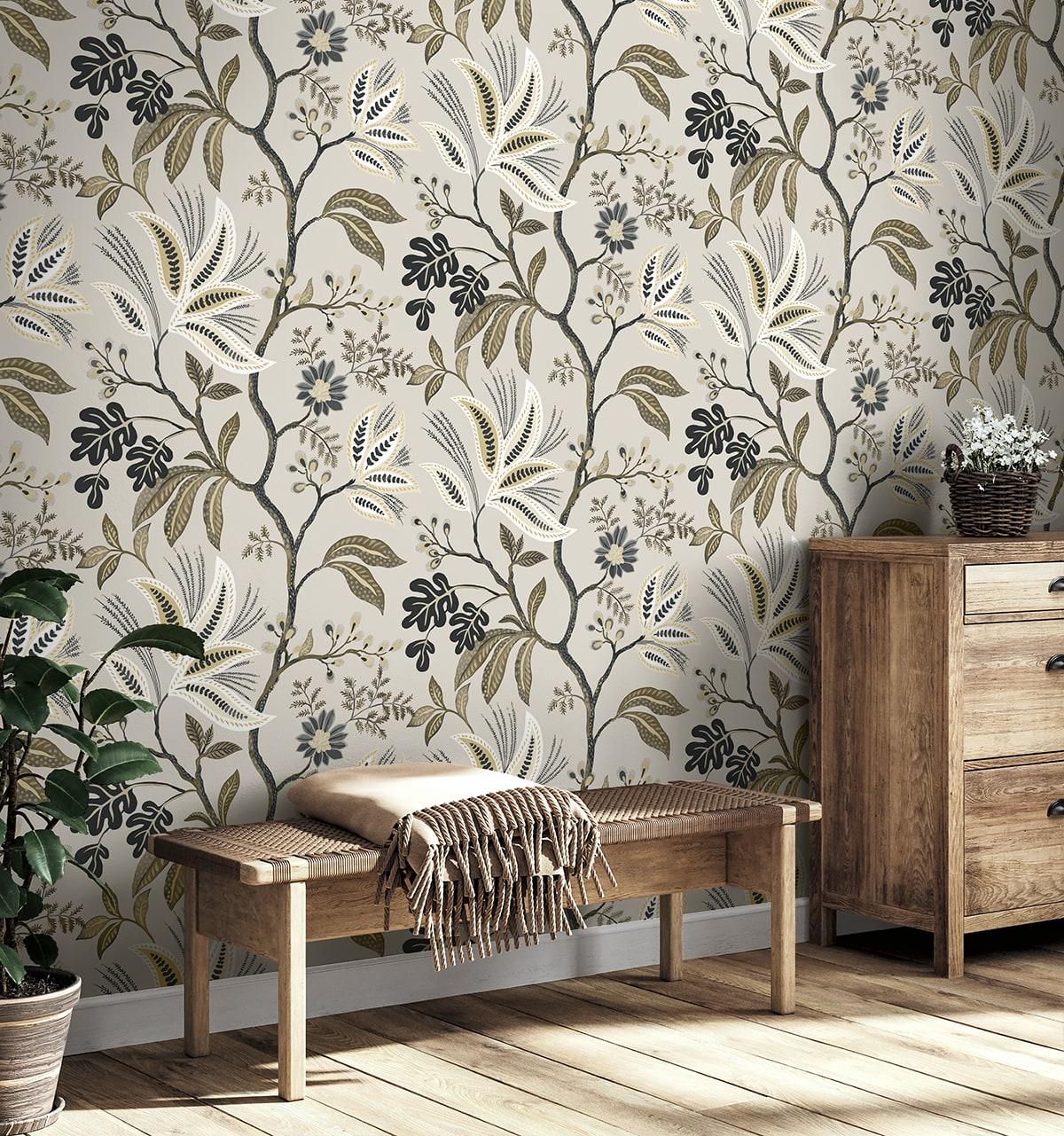 Seabrook Forest Flourish Neutral Wallpaper