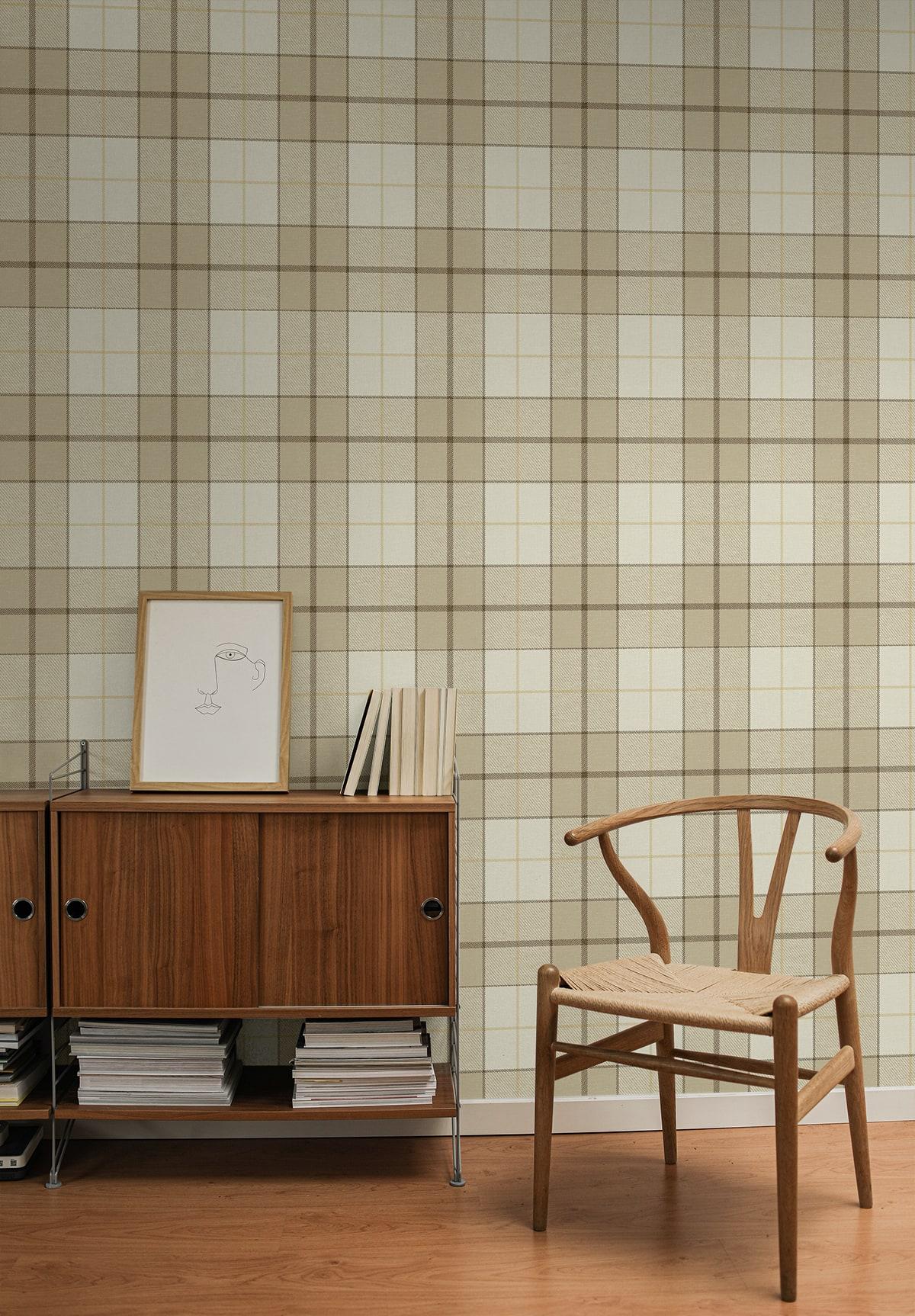 Seabrook Altarinda Plaid Latte Wallpaper