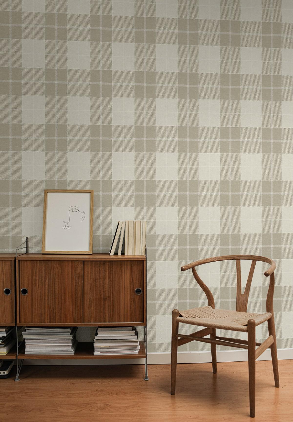 Seabrook Altarinda Plaid Creme Brulee Wallpaper