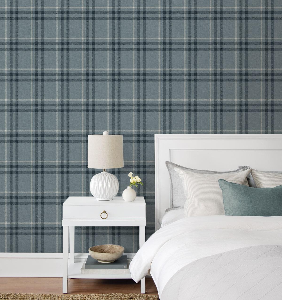 Seabrook Calverlay Plaid Light Blue Wallpaper